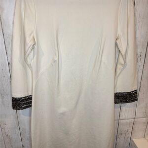 Christian Siriano For J Jill Womens Small Sweater Dress Shimmer Tan Gold Fitted